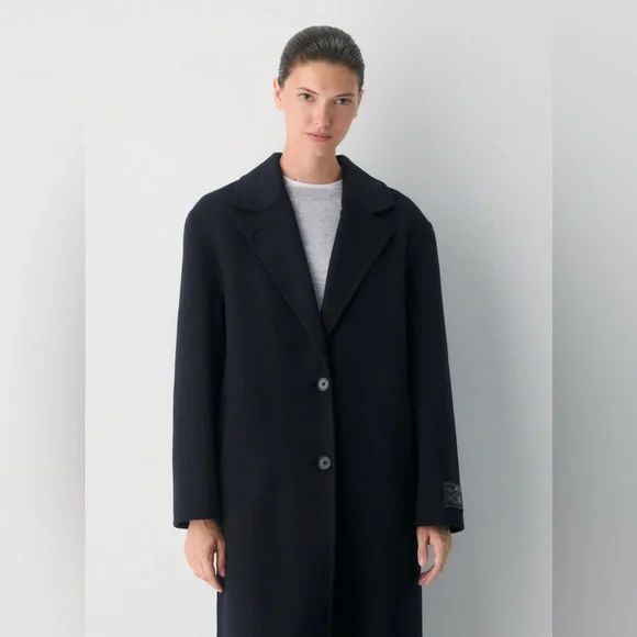 NWT Aritzia The Only Double-Faced Coat - Luxe (Re)Wool - Dark Night Navy Size XS - Picture 2 of 12